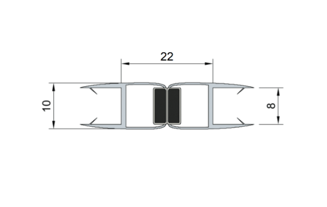 a040.bl.prem.8 Магнитный уплотнитель прямой (зазор 22 мм), черный