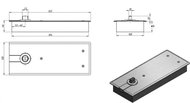 x84 Доводчик впольный 90* фикс.