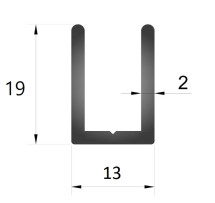 1913.2200 Профиль для 8 мм 19*13 мм, L=2,2 м