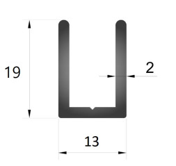 1913.2200 Профиль для 8 мм 19*13 мм, L=2,2 м