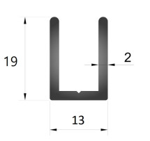 1913.3000 Профиль для 8 мм 19*13 мм, L=3 м