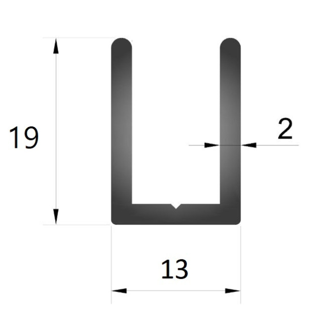 1913.3000 Профиль для 8 мм 19*13 мм, L=3 м